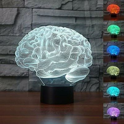 Kakanwo Halloween Dekor 3D Human Brain-Cerebellum Modell Tabell Lampe 7 Farge Endre Led Night Light Gift Flerfarget One Size