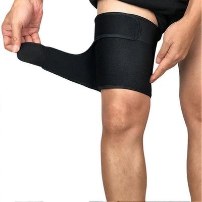 1kpl reisitukituki säädettävä puristus hoikentava reisihihan suojus urheiluvaatteiden tarvikkeet Musta