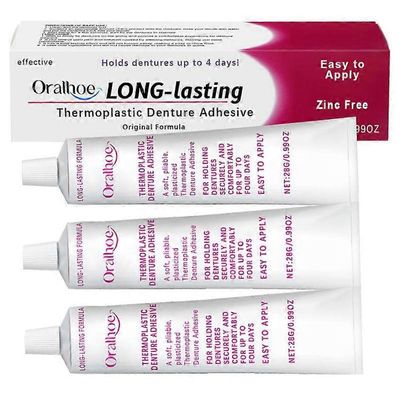 Termoplastinen hammasproteesien liima, Premium Formulas -liimaton hammasproteesien liimavoide, hammasproteesien uudelleen sovittamiseen ja kiristäm...