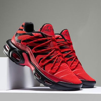Mænds Athletic Casual Sneakers Røde løbesko til mænd åndbare sportssko Fashion Komfortable joggingsko til mænd stor størrelse 39 ~ 46 Sort rød 45