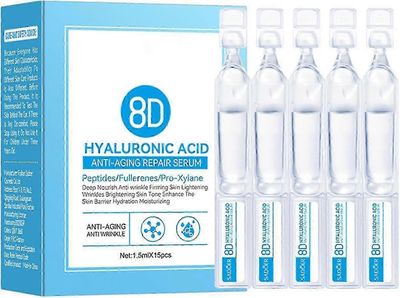 Hyaluronihapposeerumin mikroneulausseerumi kasvoille, hyaluronihapon ikääntymistä estävä korjausseerumi, keramidiampulliseerumi hyaluronihapolla