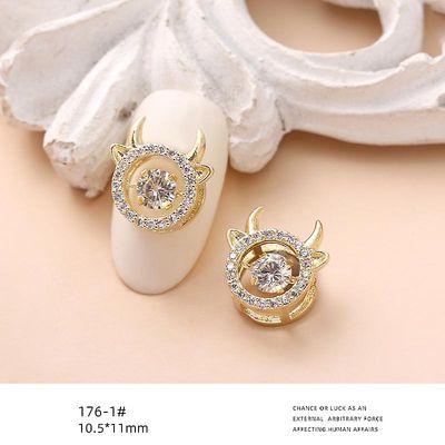 Zircon smykker Smart Elf vil flytte Fortune Cat Beat Heart Bear Nail Dekoration guld 1761 The clever of cow