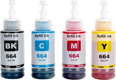 4kpl mustesarja 664 Epsonille EcoTank-tulostimelle L210 L220 L300 L355 L365 L555 L1300