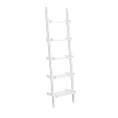 SoBuy FRG17-W, moderni puu 5-tasoinen tikkaiden hylly kirjahylly valkoinen 56x33x189cm