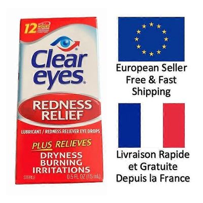 Clear Eyes Silmätipat - Kirkkaat silmät - Punoituksen lievitys - 15 ml - Monitoiminen - Helpotus kuiville silmille