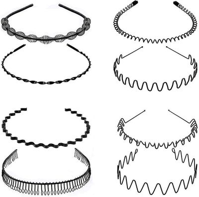 8 stk Lmell Metal Hair Hoop, Fleksibel Metal Headband Black Non Slip Hairband, Unisex Gift-yyc