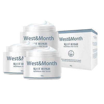 3kpl West&month Ravitseva hiuskuorinta Korjaus Vaurioituneet hiukset Kosteuttava hiusjuuri Anti-falling Solid Hair Scrub