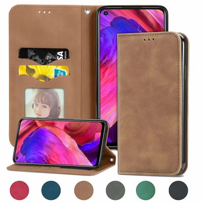 Gangxun Sag For Oppo A54 5g Magnetisk Lukning Læder Tegnebog Cover Housse Etui Shockproof - Marron