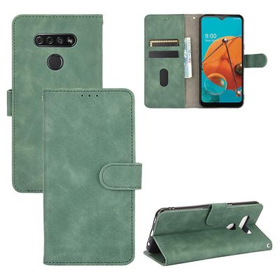 Etui til Lg Q51 / Lg K51 Cover Premium Læder med kortholder Flip Folio Magnetisk etui Etui Coque - Sort Grøn
