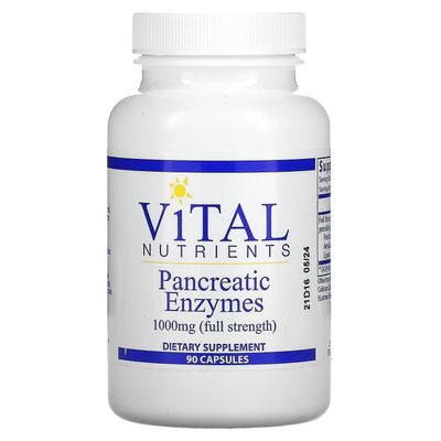 Vital Nutrients Vitale næringsstoffer, Pancreas enzymer, 500 mg, 90 kapsler