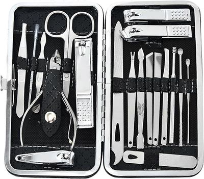 Baicccf 19-osainen kynsileikkurisarja manikyyrisarja-ruostumattomasta teräksestä valmistettu pedikyyrisarja, kynsienhoitovarpaankynsileikkurit kyns...