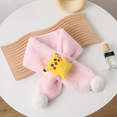 Børn Winter fortykket Varm Pikachu Imitation Rex Rabbit Fur Plys Bib for mænd og kvinder Babyer Pink