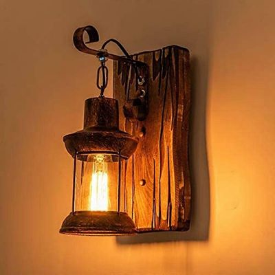 Retro Wandlampe Holz Kreative Wandleuchten Hlzerne Kunst Laterne Bekleidungsgeschft Ravintola Kaffee Bar Holz Retro Lichter E27 Glas Wand Lampe Schla