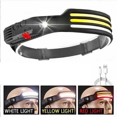 unbrand Hymyilevä hai 3-värinen kevyt anturi ajovalo, usb ladattava ja vedenpitävä liiketunnistin laajalla valaistusalueella Red white yellow light
