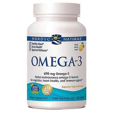 Nordic Naturals Omega-3,1000 mg, Lemon 60 pehmeät geelit (1 kpl pakkaus)