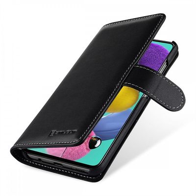 Stilgut Sag for Samsung Galaxy A51 Black Talis Portfolio Nappa i ægte læder