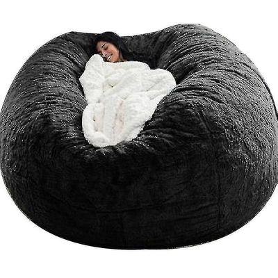 Nye Extra Large Bean Bag Chairs Couch Sofa Cover Innendørs Lazy Lounger for voksne Kids Sellwell uten stol Svart 150*75CM