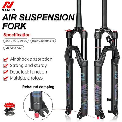 Nanlio Mate Mountain Bicycle Supension Gaffel 26/27.5/29inch Air Gafler Rebound Justering Oil Gas Mtb Bike Gaffel Manuel Remote Lock 26 Lige manual