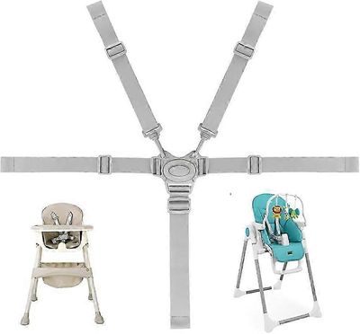 Yleiskäyttöinen syöttötuolin valjaat Säädettävä lastentuolin hihna vyöturvapidikkeellä 5-pisteinen mukavuuskiinnitys syöttötuolin lastenvaunuihin j...