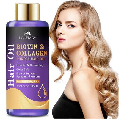 unbrand Biotin & Collagen Purple Hair Oil ohuille ja kuiville hiuksille, ravitsee ja tuuhentaa, kosteuttaa ja väriä turvaa, lisää kiiltoa ja kirkka...