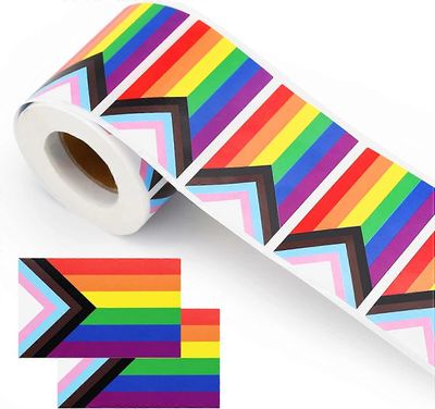 Unbrand 500kpl LGBTQ Pride -tarroja, sateenkaari LGBTQ-tarroja, värikäs edistys homo biseksuaaliset lesbot tarrat itseliimautuva Square