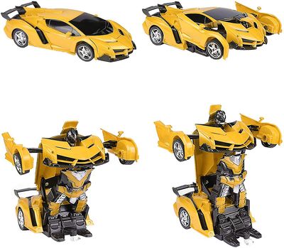 Fjernbetjening Bil Rc Transformer Robot Bil 360 Rotation Bremsning Genopladelige Kids Legetøj Bil gul