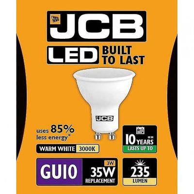 JCB LED GU10 3W hehku lamppu korkki 235lm 3000k lämmin valkoinen One Size