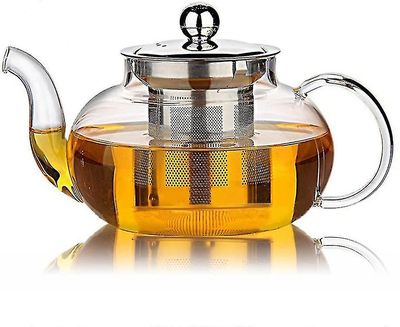 glass tekanne med avtagbart rustfritt stål lokk og infuser, 33 unse