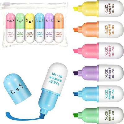 2024 24 stykker Pill Highlighter Pen Mini Pills Formet Highlighter Smilende ansikt Graffiti