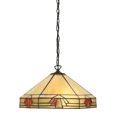Interiors 1900 Lighting Nevada 1 Lys Medium Loft Vedhæng Mørk Bronze, Tiffany glas, E27