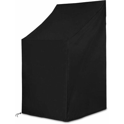 Hagestoltrekk, beskyttelsesdeksel for hagestoler som kan stables med tau og spenne, vanntett, vindtett, anti-UV-svart (65cm * 65cm * 80 / 120CM)