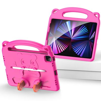 Foxdock Sag til Ipad Pro 11 tommer 2021 / 2020 5./4. - Stødsikker tegneserie panda Kids Smart Case Light Weight Case Cover med håndtag stand - Pink