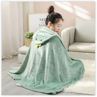 Tekstiilikaupunki Söpö sarjakuva Hupullinen Heittopeitto Koralli Sametti Pehmeä kiinteä puettava aikuisten lasten peittohuppari syksyn talveksi lap...