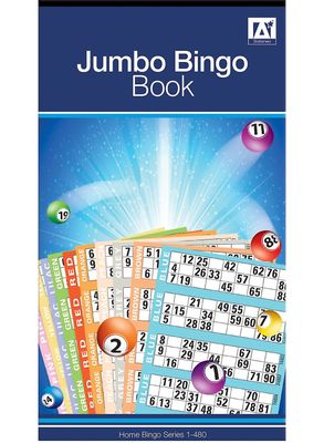 Jumbo kirja Pad 480 Bingopelit koodattu liput 6 Katso eri väreissä 12 x 21cm