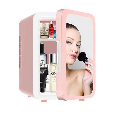 Makeup Kjøleskap Med Led Speil 8L For Hudpleie Kosmetisk Makeup Beauty ROSA