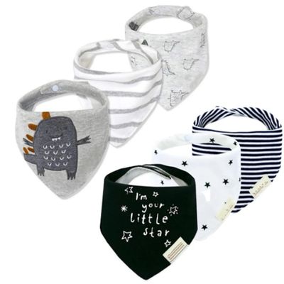 Baby Bibs 6 stk trekantet babysmekke Nydelig tegneseriehudvennlig bomullssmekke med justerbare knapper