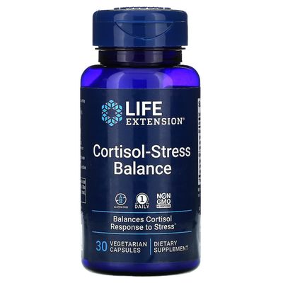 Life Extension Elämän pidentäminen, kortisolin ja stressin tasapaino, 30 kasviskapselia