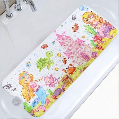 Liukumaton kylpymatto 100x40cm, liukastumista estävä kylpyammematto imukupilla PVC-materiaalilla, sarjakuva merieläinten suihkumatto lapsille ja va...