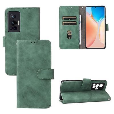 Etui til Vivo X70 Pro Cover Premium læder med kortholder Flip Folio magnetisk etui Etui Coque - Sort Grøn