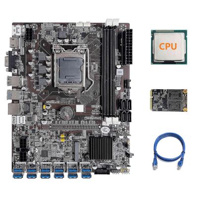 B75 eth mboard 12 PCIe til USB A1155 Mboard med Om CPU+MSATA SSD 64G+RJ45 NE