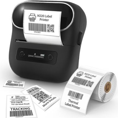 Phomemo M220 Label Maker, 3,14 tommers Bt termisk etikettskriver for strekkode, adresse, merking, mailing, filmappeetiketter, enkel å bruke, kompat...