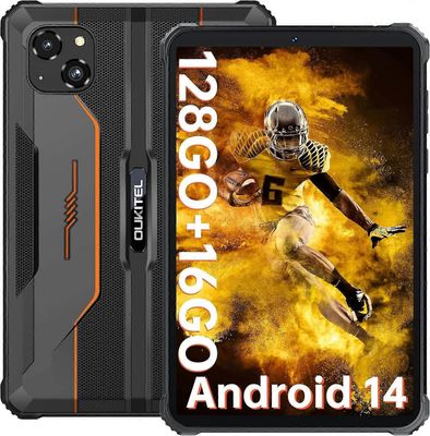 OUKITEL RT3 Pro särkymätön Android 14 -tabletti 8 tuumaa, 16 Gt (4+12) RAM-muistia + 128 Gt ROM oranssi