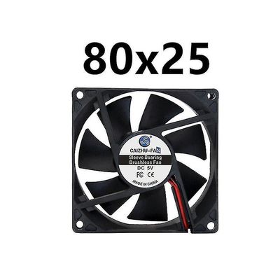 40mm 50mm 60mm 70mm 80mm 90mm 120mm jäähdytystuuletin harjaton moottorikotelo tuuletin hiljainen tuuletin 2pin 12v 8025