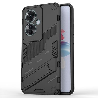 Oppo Reno11 F 5G jalustakotelo PC + TPU iskunkestävä hybridi puhelimen kansi - musta