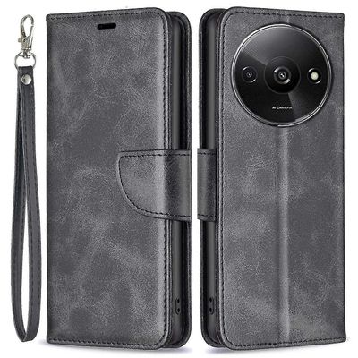 Xiaomi Redmi A3 -kotelon nahkakannelle säädettävä jalustanäkymä folio flip -puhelimen kansi - Musta