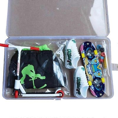 unbrand Finger Scooter Housut Kengät T-paita Mini skeittilautasetti sormiharjoitteluun Musta