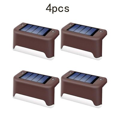 Solar dæk lys udendørs vandtæt førte væg lys 1/4/8/16 stk haven landskab trin lamper værftet gårdhave dekoration 4pcs1 White