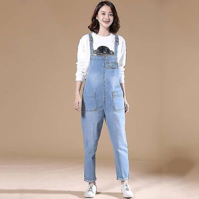 Kvinder Efterår Bib Bukser Overalls Skulder strap buksedragt Sort XXXL