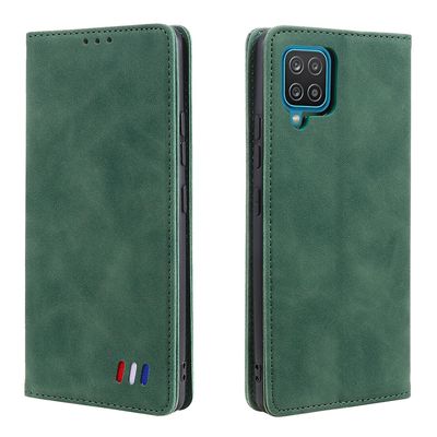 Etui til Samsung Galaxy A12 5g Cover Magnetisk lukning Tegnebog Book Flip Folio Stand View Læder cover Stødsikker - Grøn