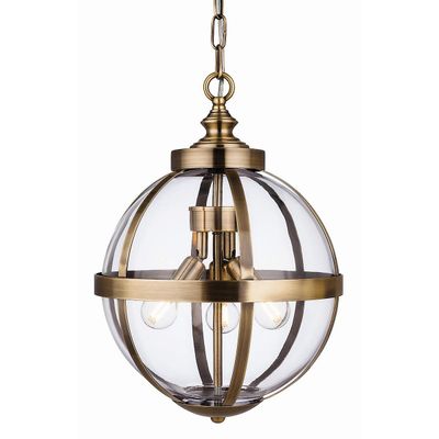 Firstlight Lighting Firstlight Monroe - 3 Light Cage Loft Vedhæng Antik Messing med klart glas, E14